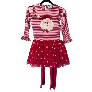 Counting Daisies Red Santa‎ Stripe Tutu Dress Polka Dot Tulle Matching Leggings